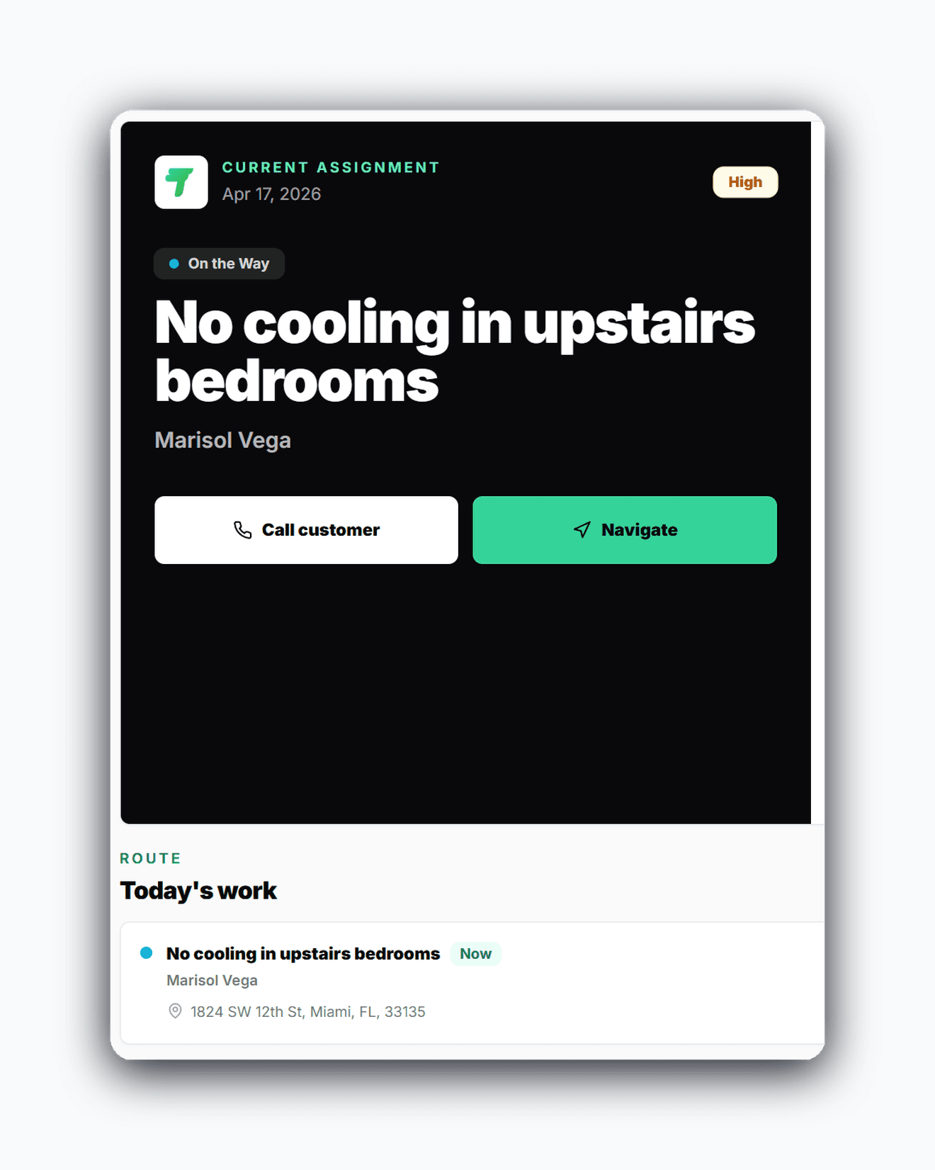 Travay electrician mobile workflow preview